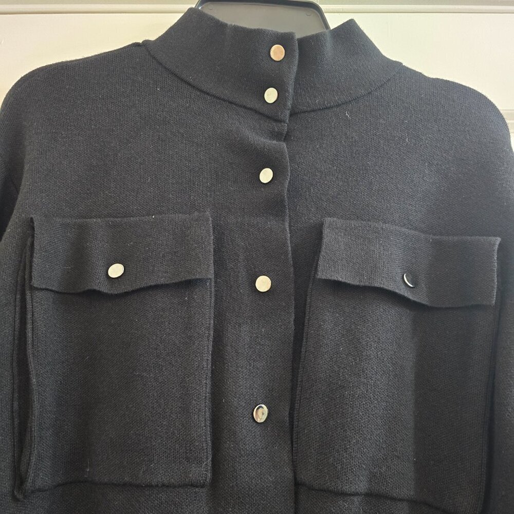 Marled Sweater Jacket - Black with Silver Buttons - Picture 4 of 8